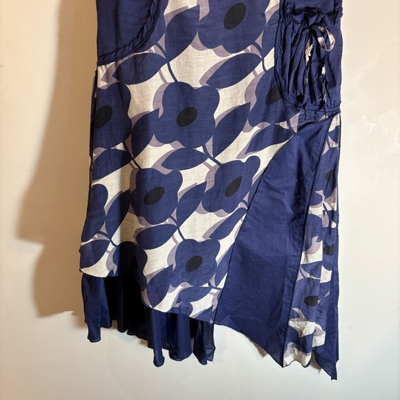 PILE OU FACE Sz T2 (US L estimated) Floral Midi Dress Asymmetrical Silk Blend - Picture 4 of 11